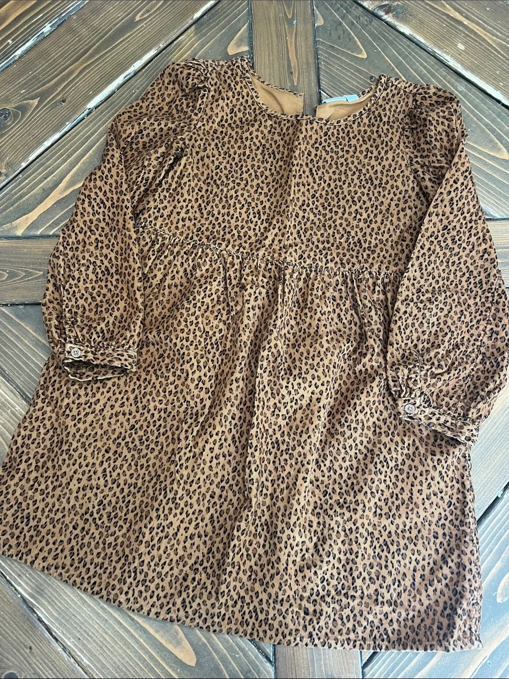 GAP Brown Leopard Print Long Sleeve Tunic Dress